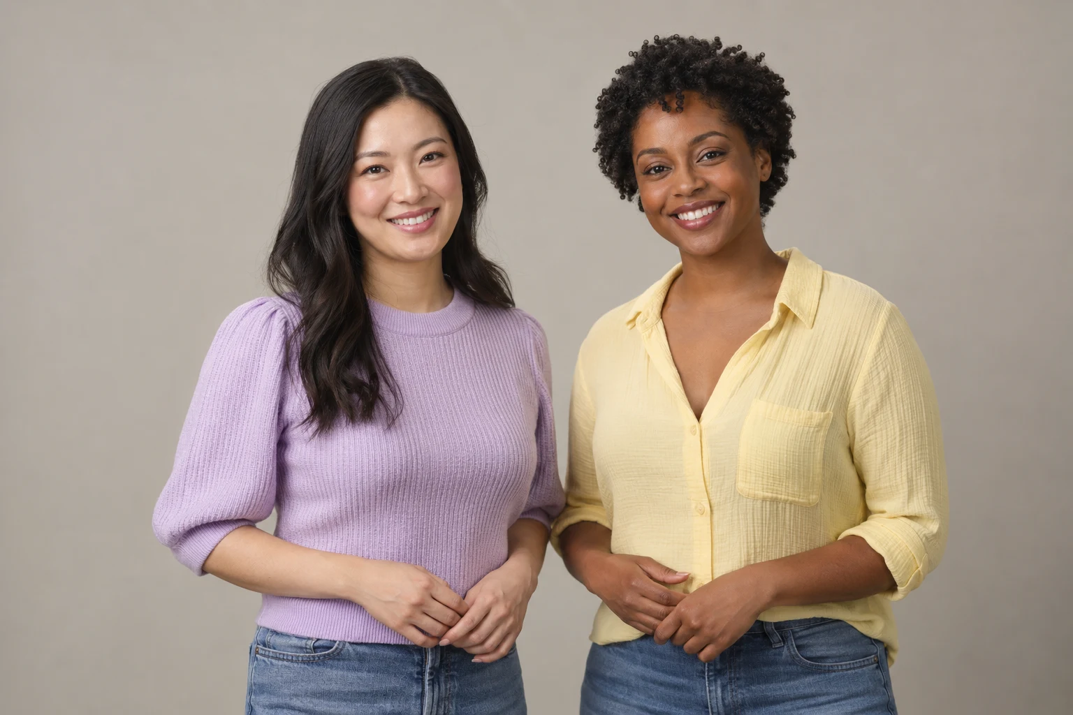 Fictional adult birthday pair shown in an existing AI-generated photo concept