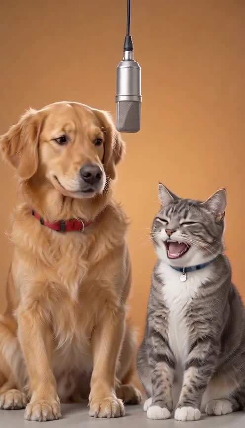 Pet result at 5 seconds with the cat's mouth open and dog's mouth relaxed